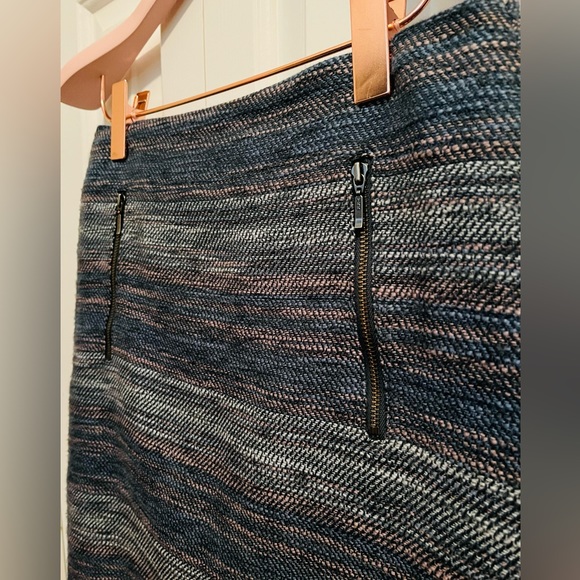 LOFT Tweed Fringe Blue Skirt - Picture 5 of 8